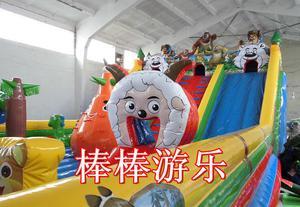 【廠家生產(chǎn)銷售大型熊出沒充氣滑梯 光頭強(qiáng)充氣蹦蹦床跳床 充氣城】價格_廠家_圖片 -